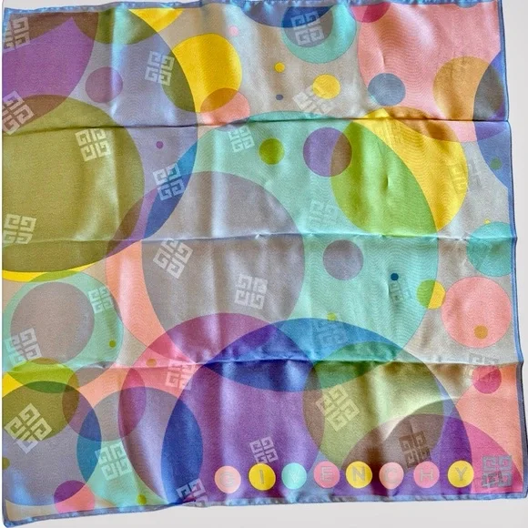 GIVENCHY Colorful 100% Silk Scarf - Picture 2 of 6